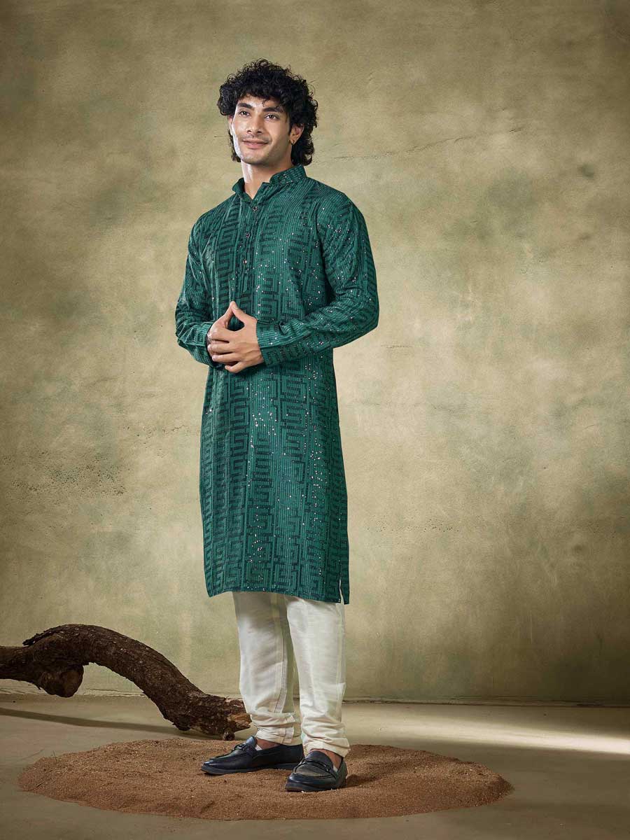 Mangalam Designer Green Kurta Pajama | Ready To Wear