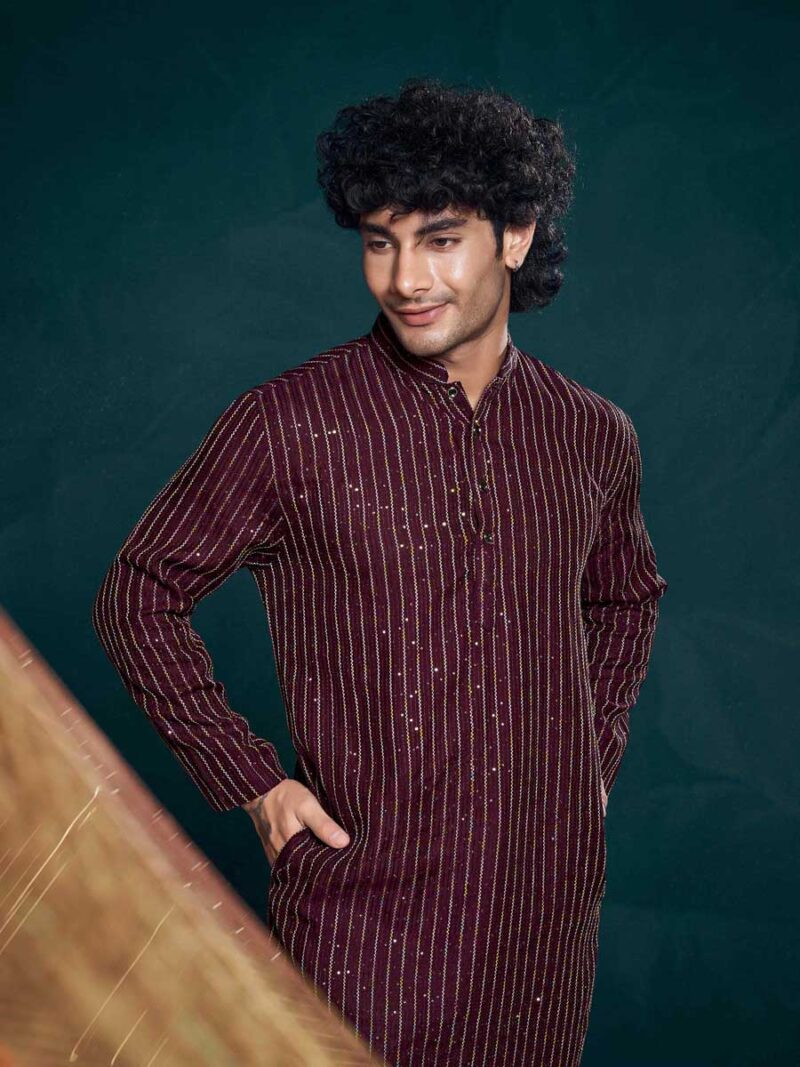 Mangalam Designer Maroon Kurta Pajama | Ready To Wear