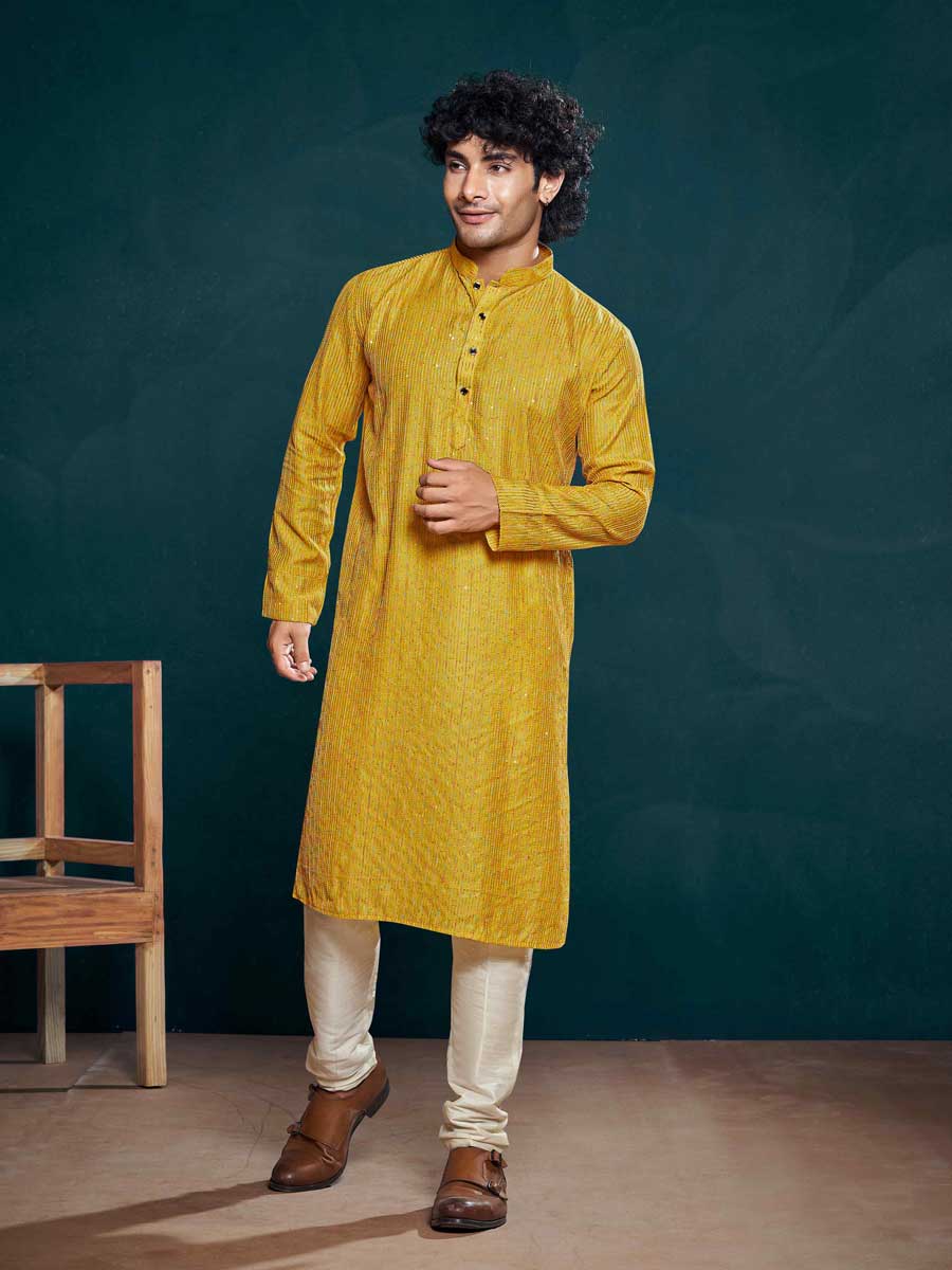 Mangalam Designer Yallow Kurta Pajama | Ready To Wear
