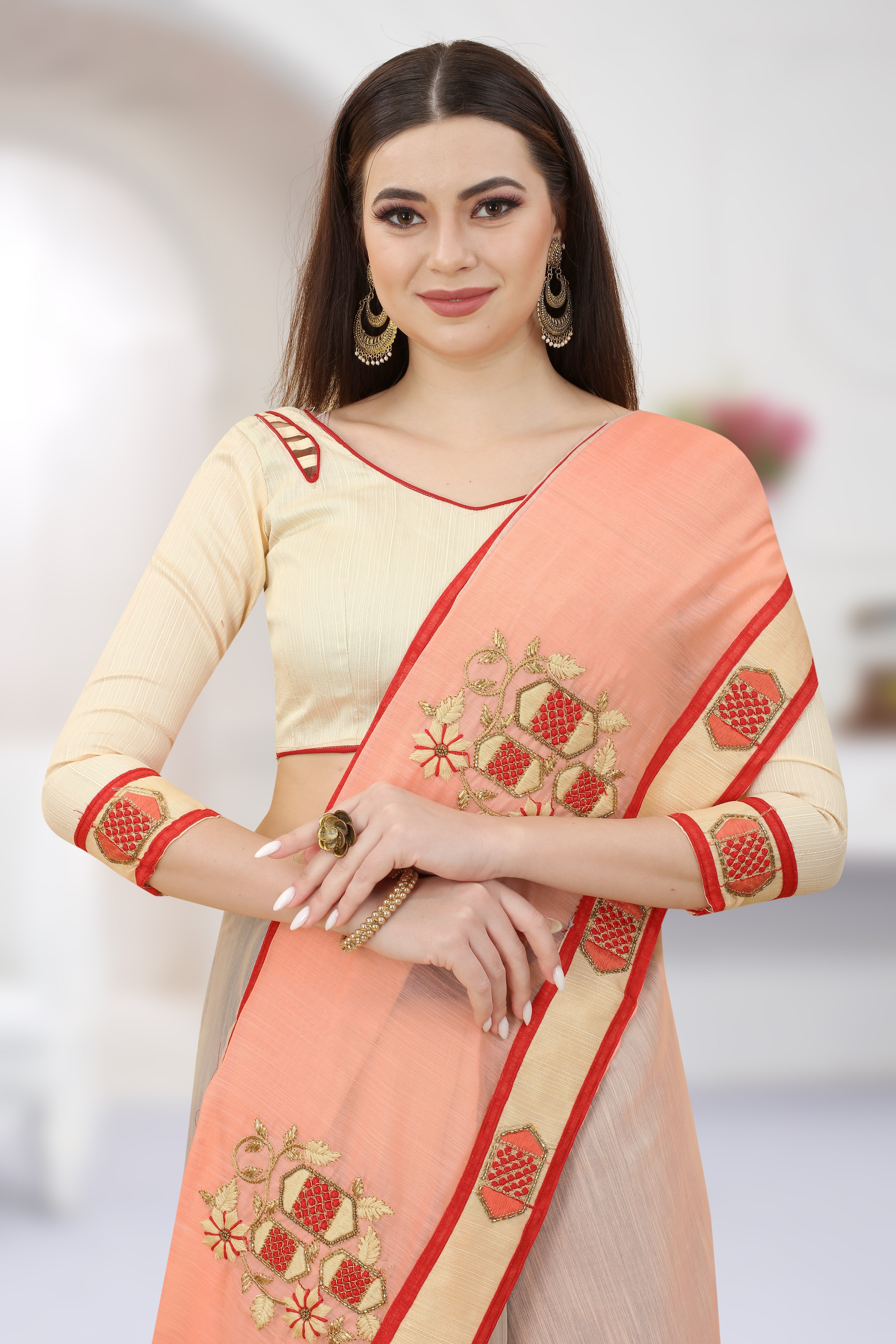 Traditional Art Silk Ready-to-Wear Saree with Heavy Jari & Resham Embroidery