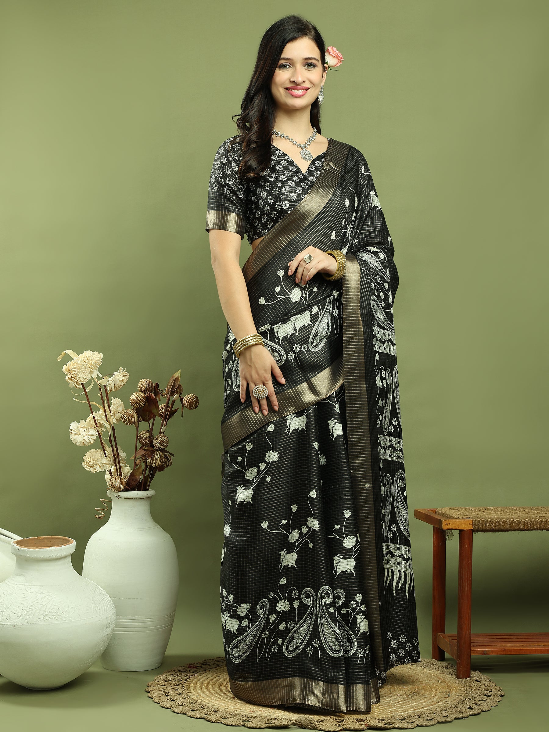 Beautiful Grace of Ganga Saree | Ready To Wear SKU Code :- AF5729