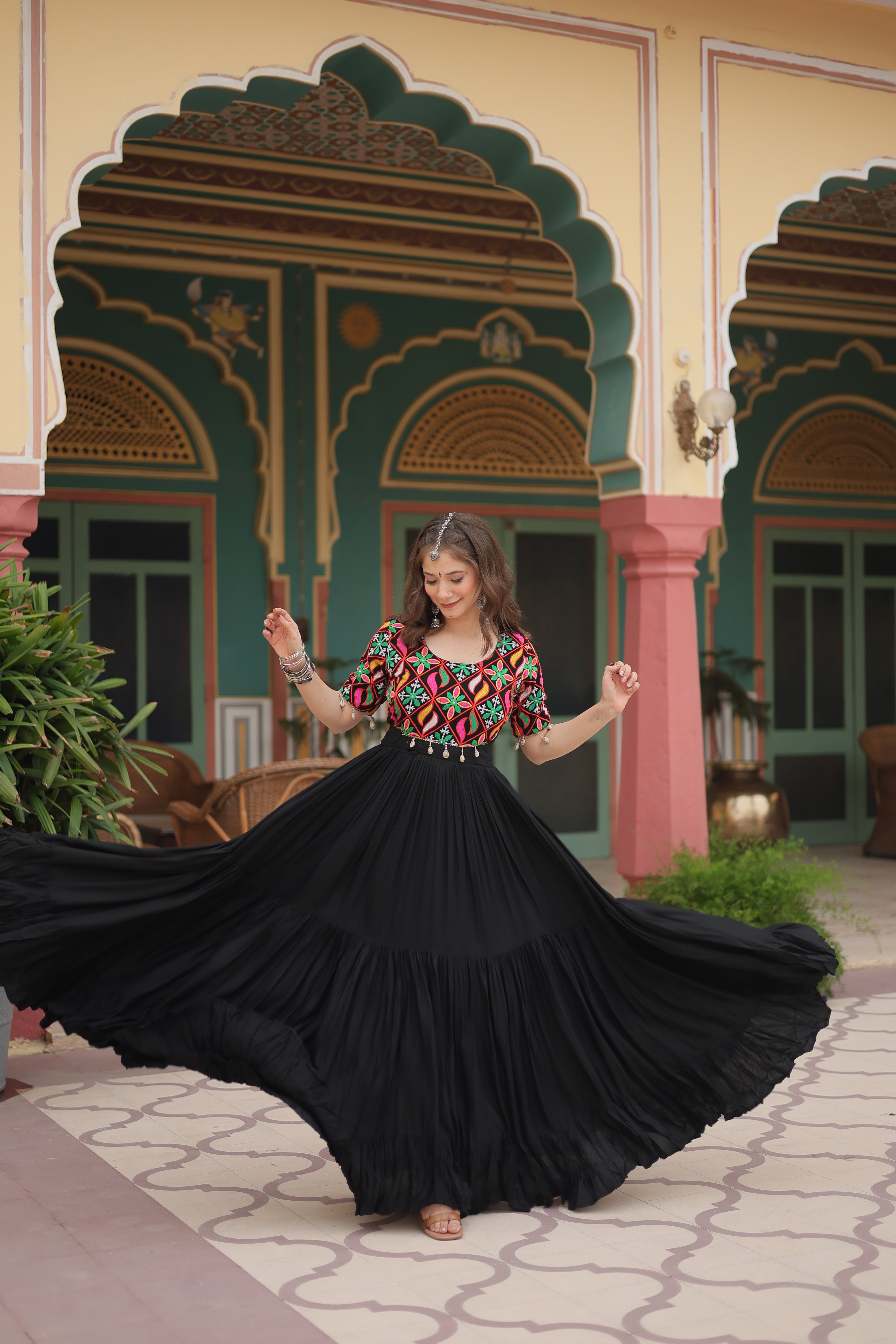 Black Party Wear Gown with Kutchi Work Ready to Wear Designer Dress