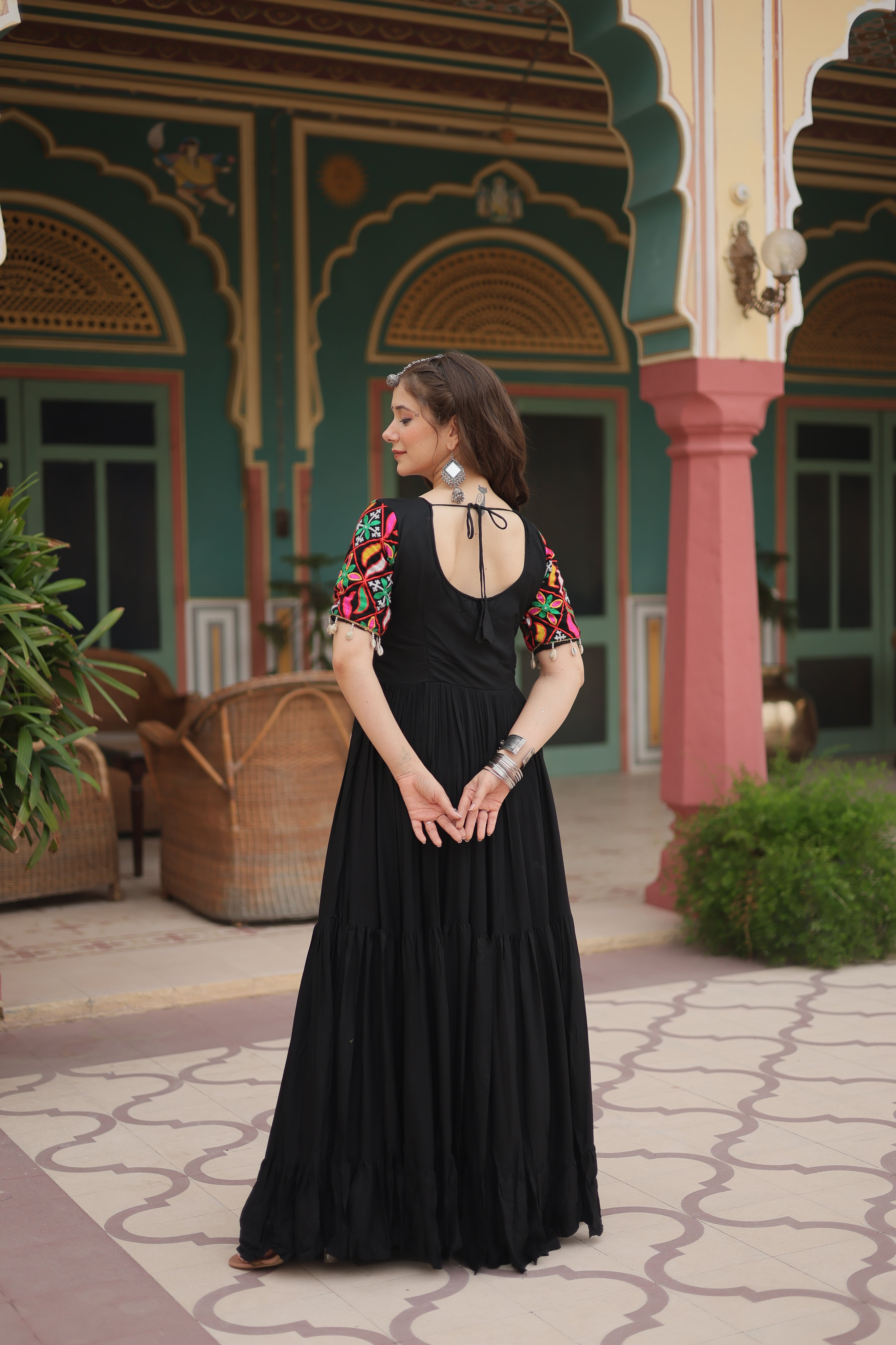 Traditional Kutchi Work Black Gown | Festive & Party Wear Gown
