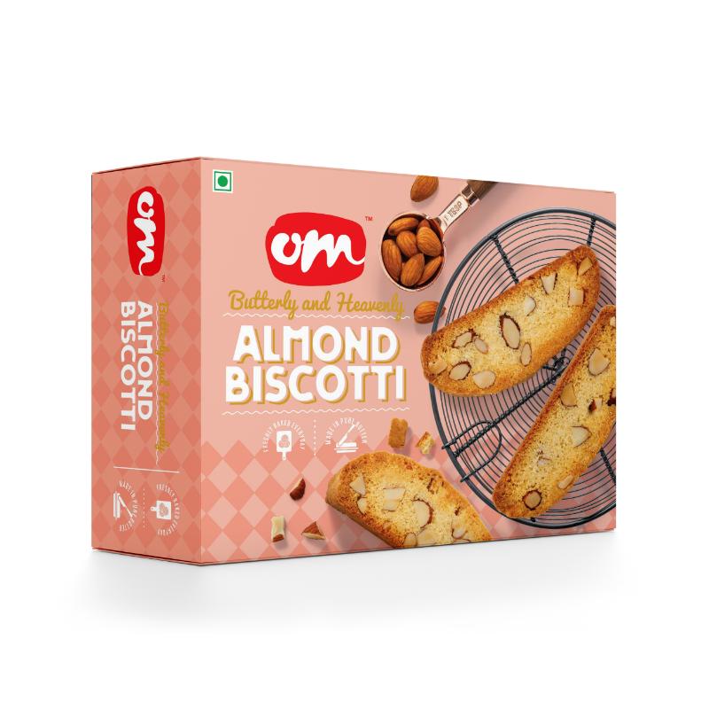 Om Sweets & Snacks Cookies Almond Biscotti - 350 Gms - India shopping