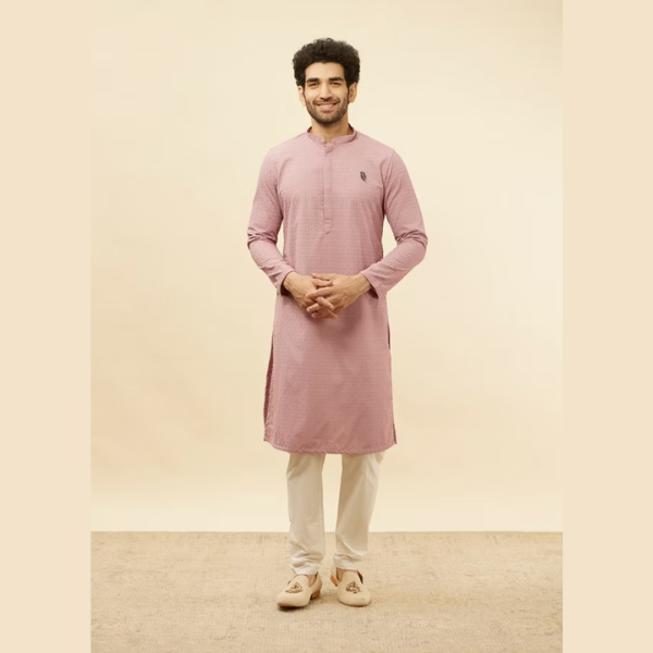 Manyawar Chikankari Jaal Patterned Kurta Set - India shopping