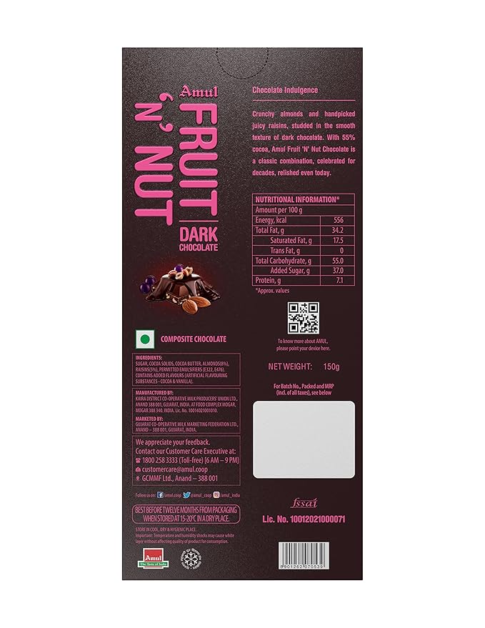 Amul Fruit & Nuts Chocolate- 150 gms