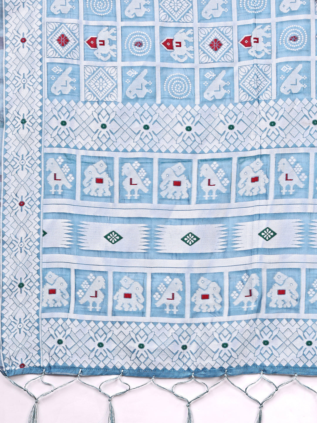 Aranya Bloom Linen Cotton Saree | Sky Blue Color | Ready To Wear SKU- ASBAD1003