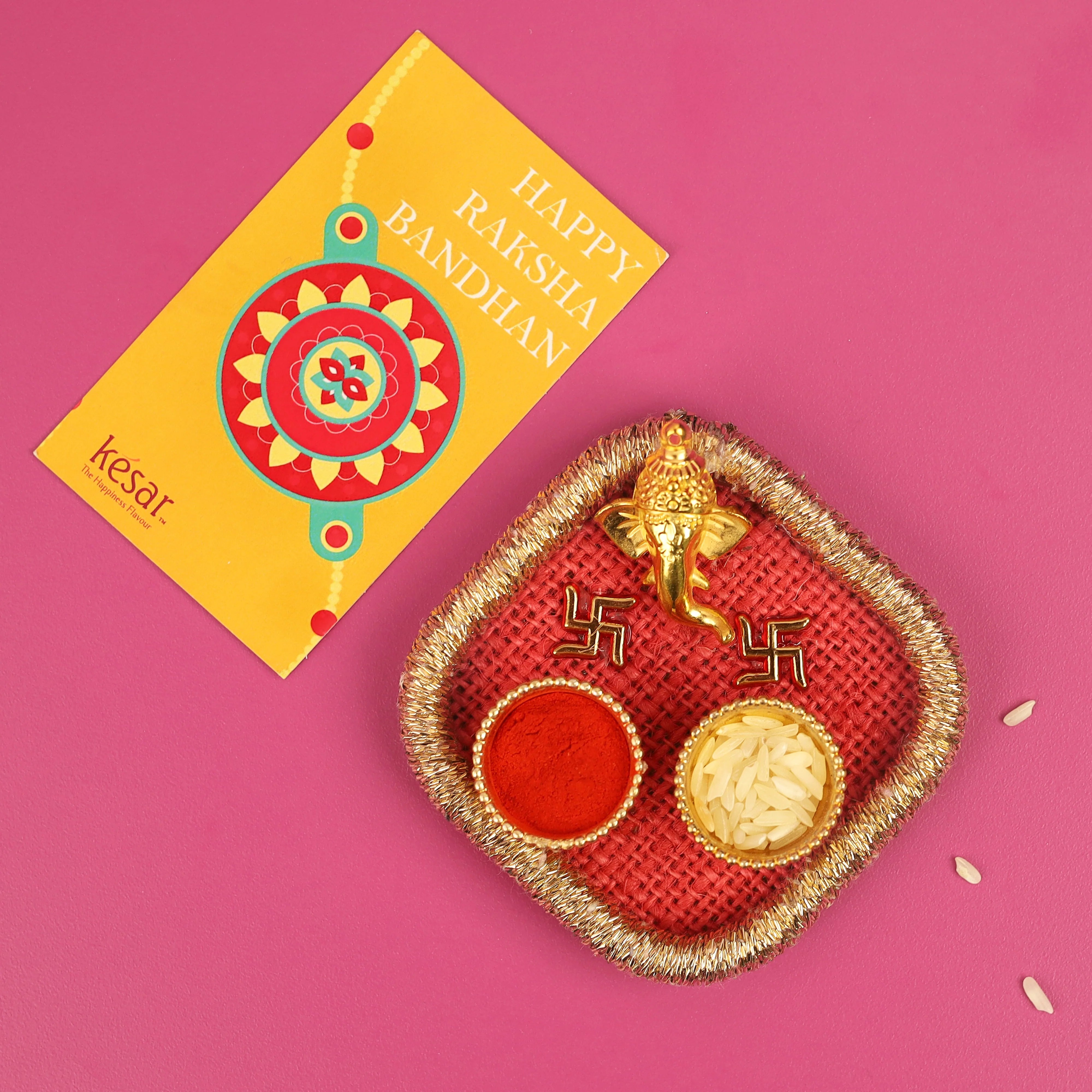 Kesar Sweets Artisanal Premium Assorted Laddoo 12 pcs in a Fancy Gift Box With 2 Rakhis