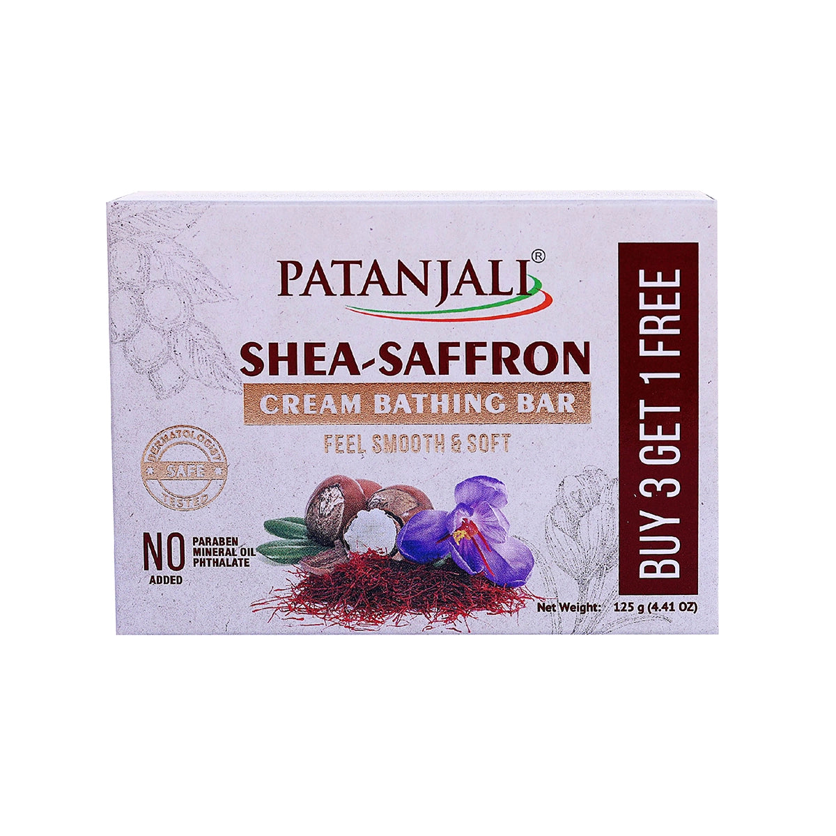 Patanjali Shea- Safron Cream Bathing Bar 125g*3 - 375 gms