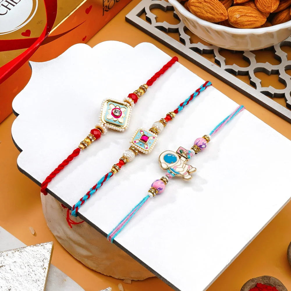 Babla Rakhi Family Rakhi Combo Ferrero Rocher (8PC) Kaju Katli Badam Kaju