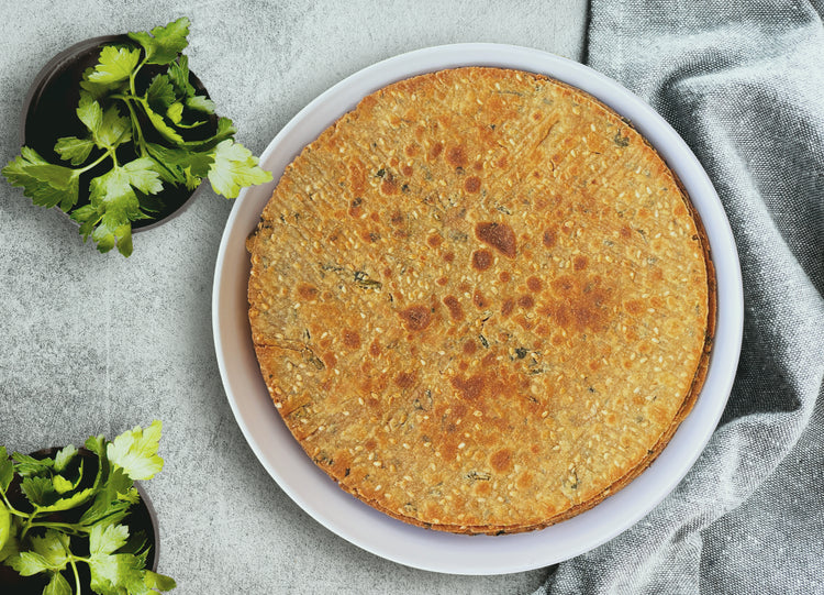 Falguni Gruh Udyog Gluten Free - Bajri Kothmir Mirchi Khakhra | 500 gms