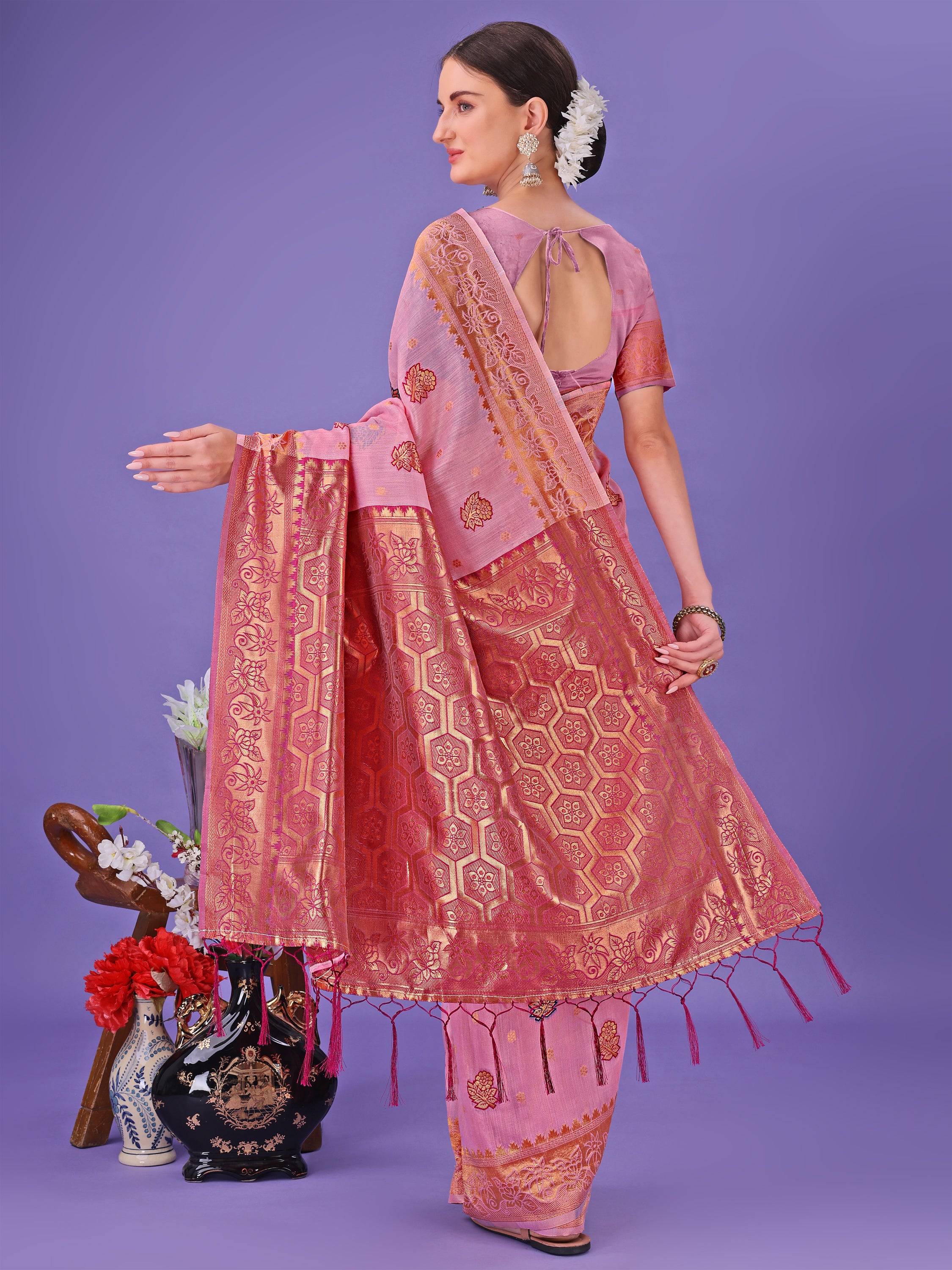 Hunar Hues Linen Cotton Series Sarees Collection | Ready To Wear SKU - ASAAR1001 to 05