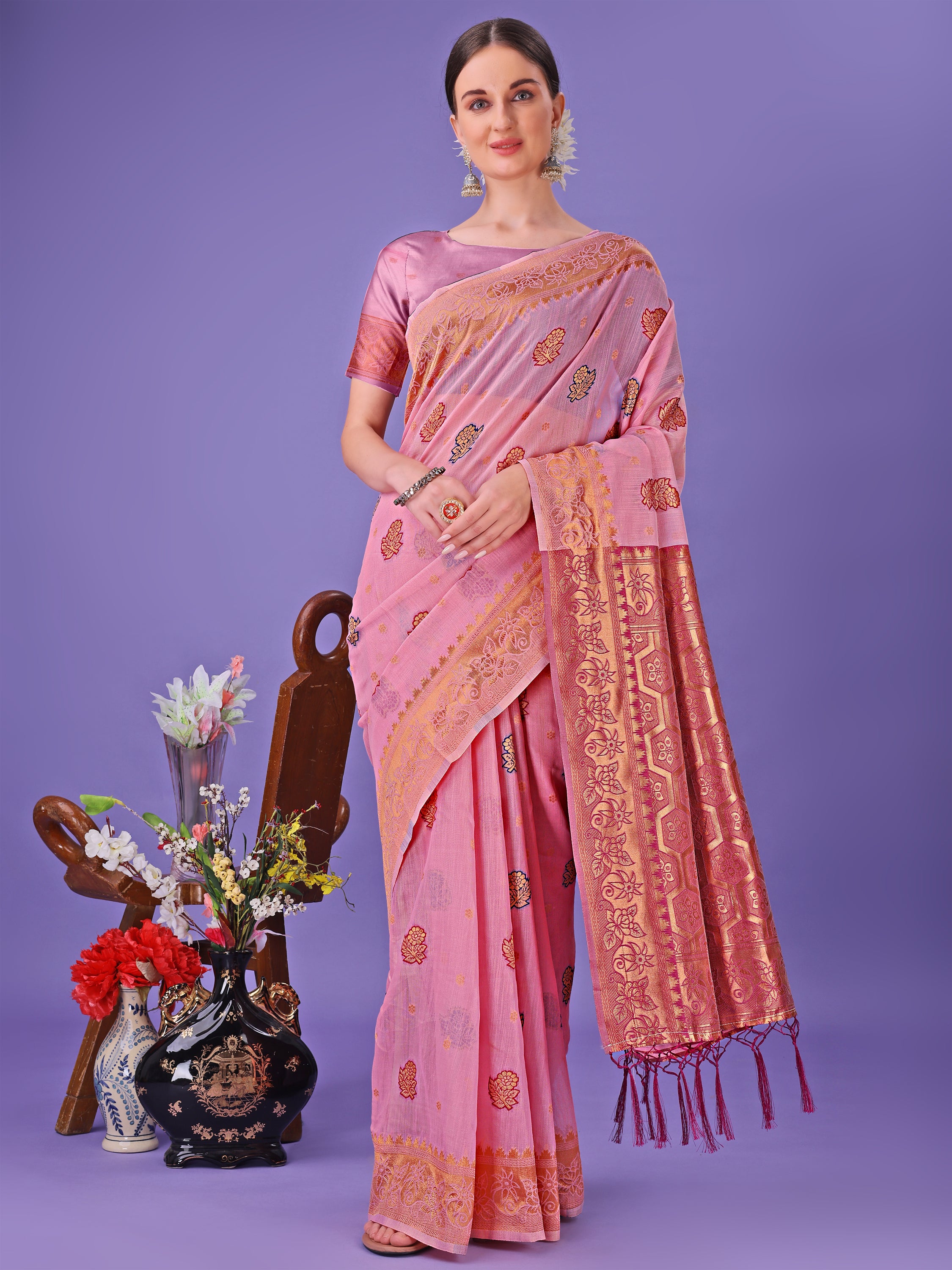 Hunar Hues Linen Cotton Series Sarees Collection | Ready To Wear SKU - ASAAR1001 to 05