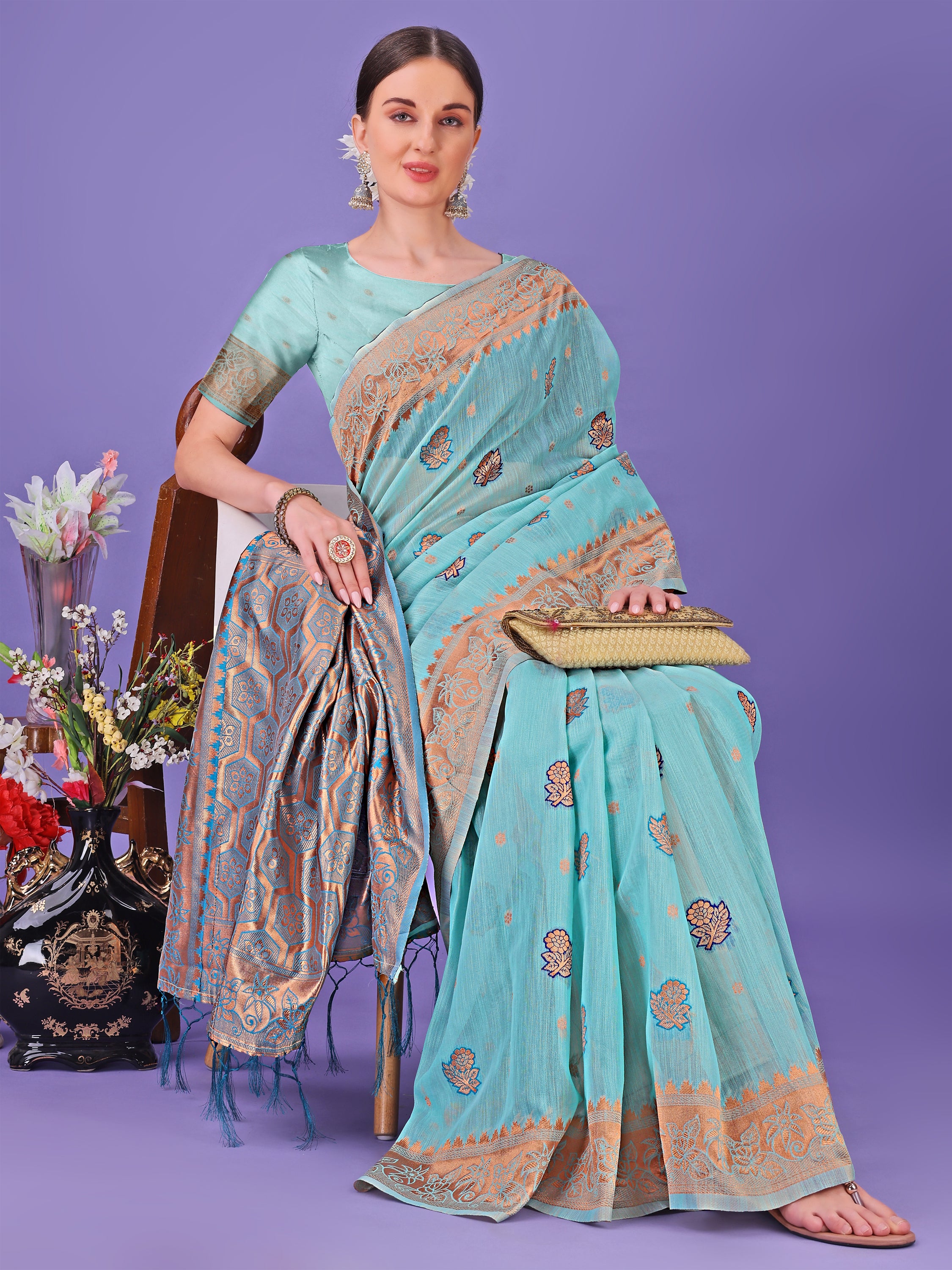 Hunar Hues Linen Cotton Series Sarees Collection | Ready To Wear SKU - ASAAR1001 to 05