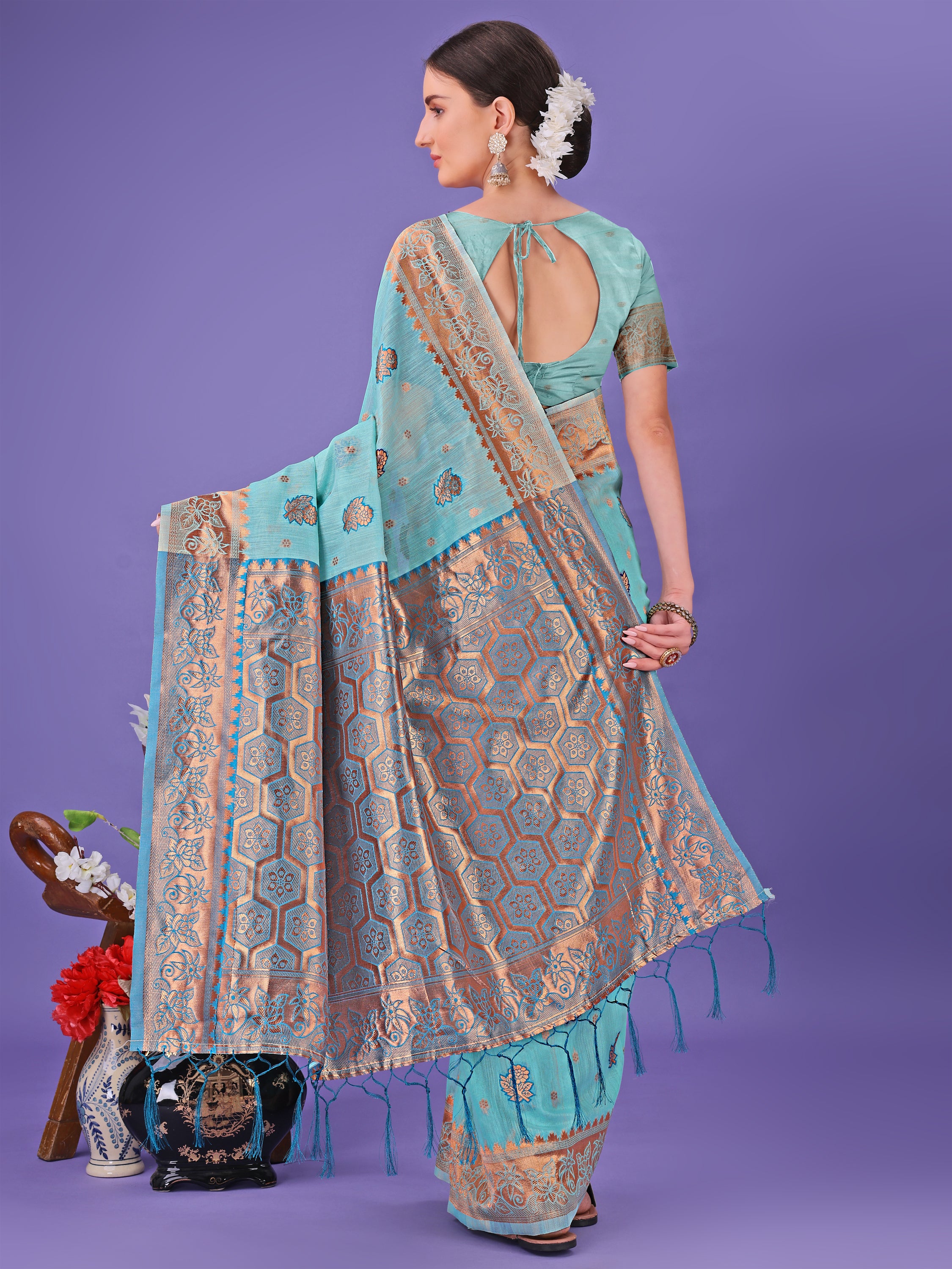 Hunar Hues Linen Cotton Series Sarees Collection | Ready To Wear SKU - ASAAR1001 to 05