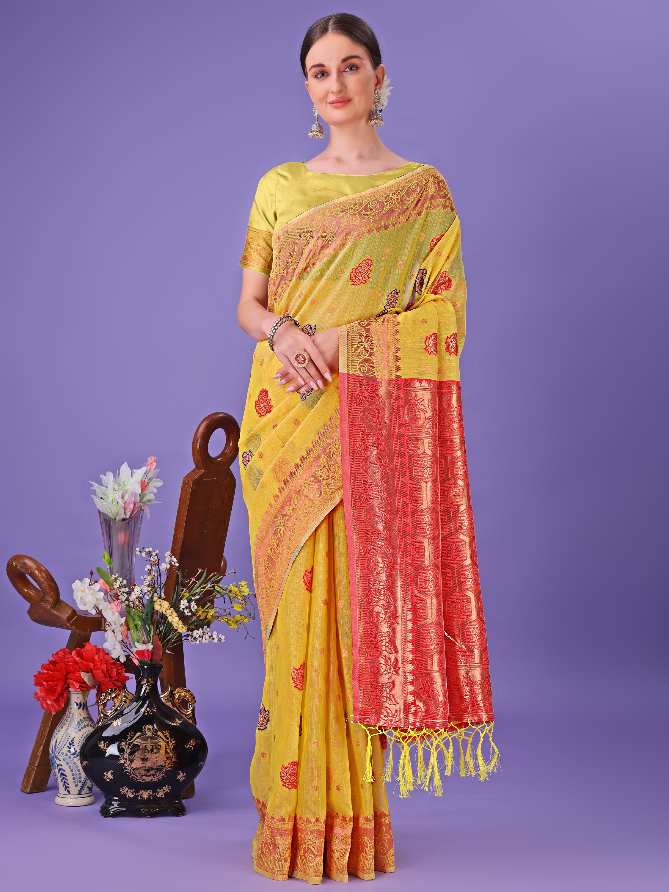 Hunar Hues Linen Cotton Series Sarees Collection | Ready To Wear SKU - ASAAR1001 to 05