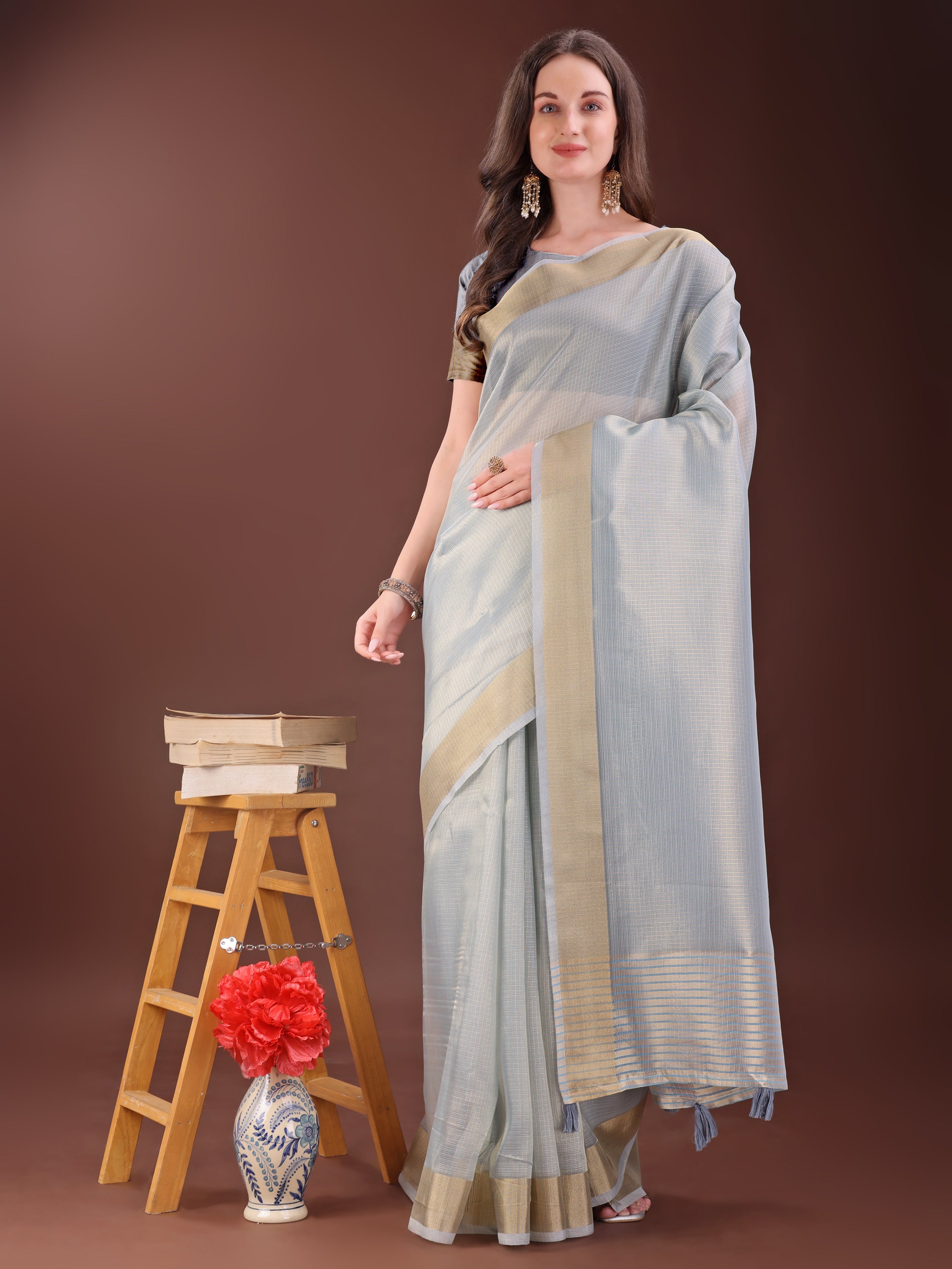 Hunar Hues Organza Sarees Collection | Ready To Wear SKU - SWBAR1001 to 06