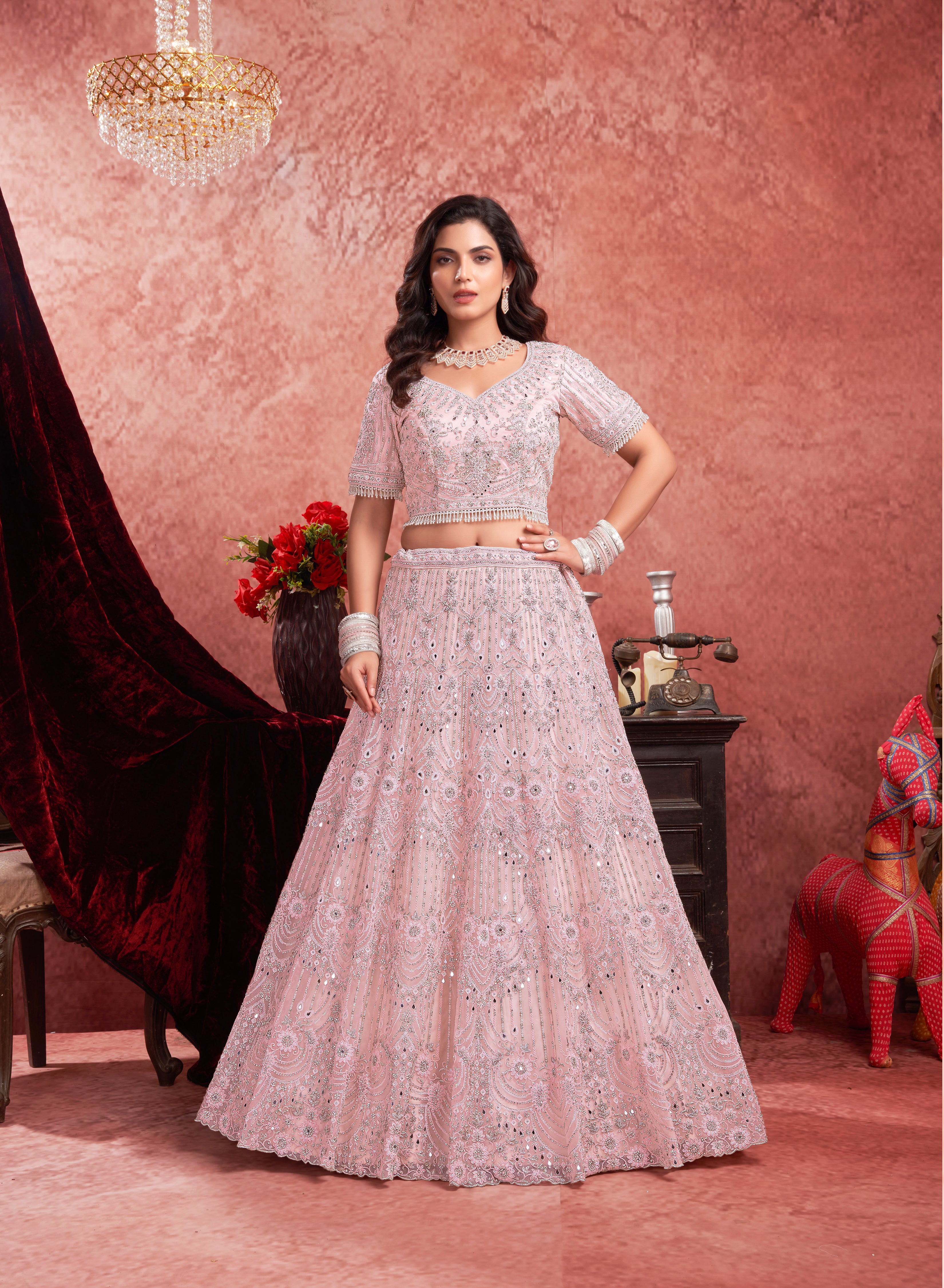 Beautiful Premium Net With Hand Work Lehenga | Ready To Wear Code-9006