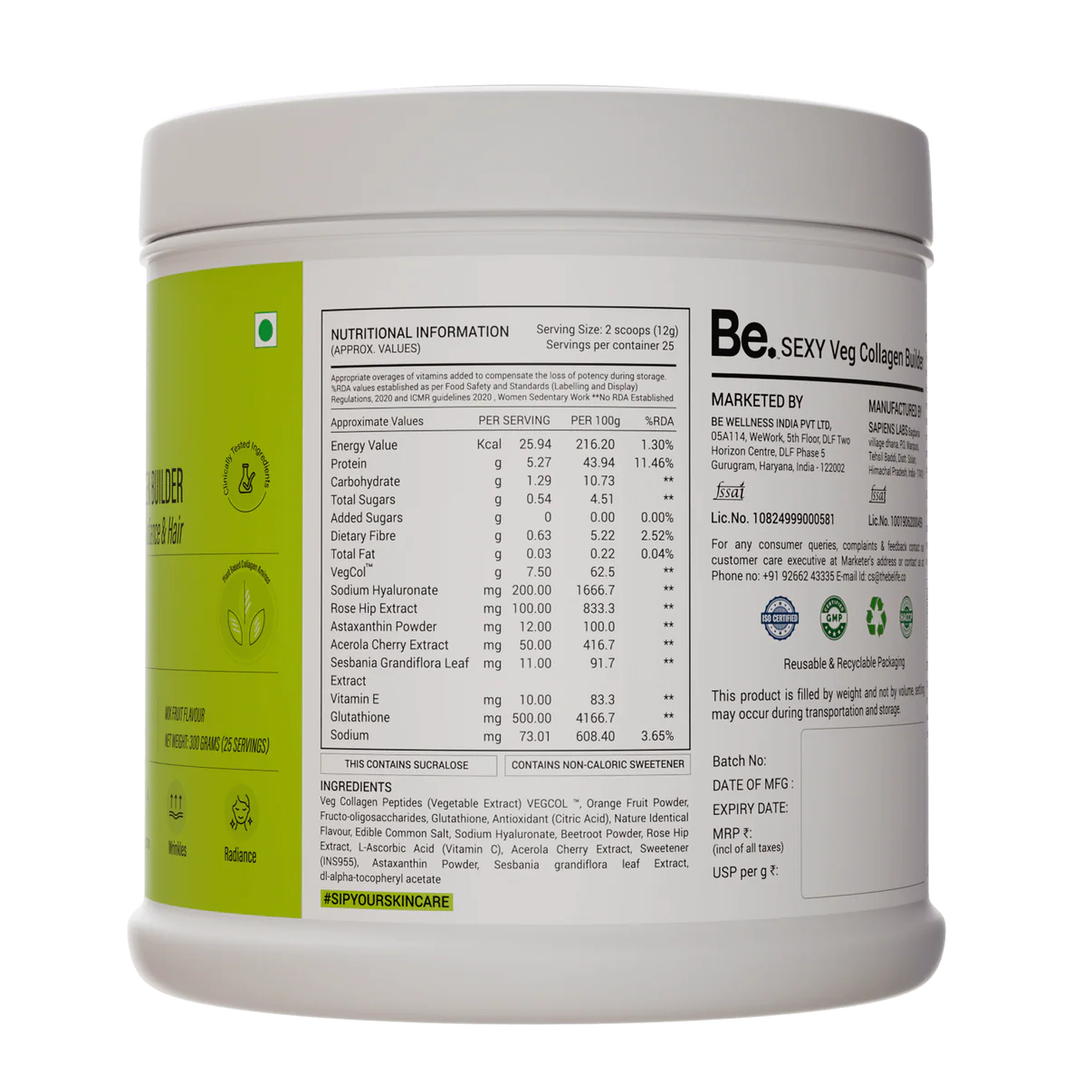 The Be Life Vegan Collagen Builder - 300 gms