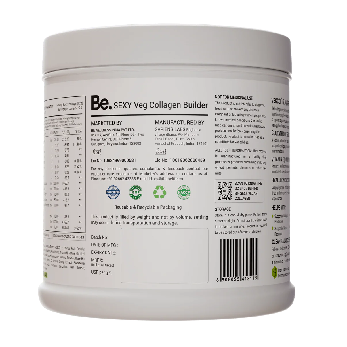 The Be Life Vegan Collagen Builder - 300 gms