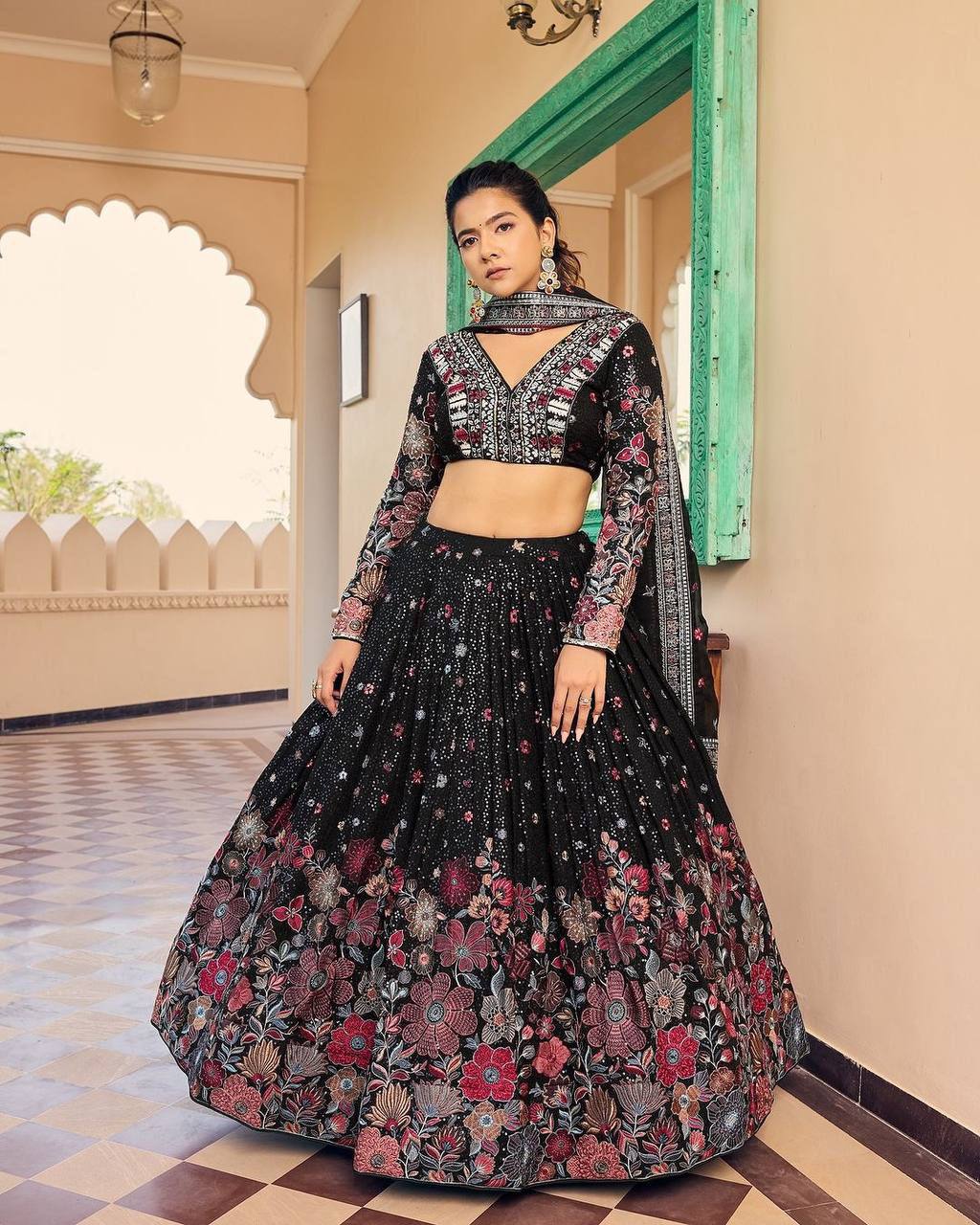 Georgette Fabric Thread Work Wedding Wear Lehenga Choli Collection | Ready To Wear