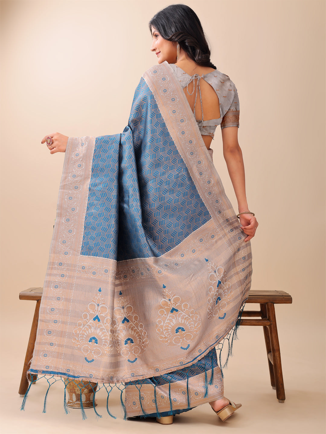 Special Surmayi Saanjh Saree | Blue Color | Ready To Wear SKU-ASMIS1001
