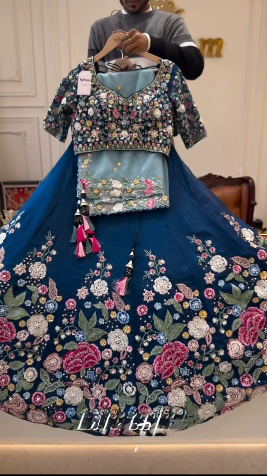 Blue Color Floral Work Silk Lehenga Choli | Ready To Wear