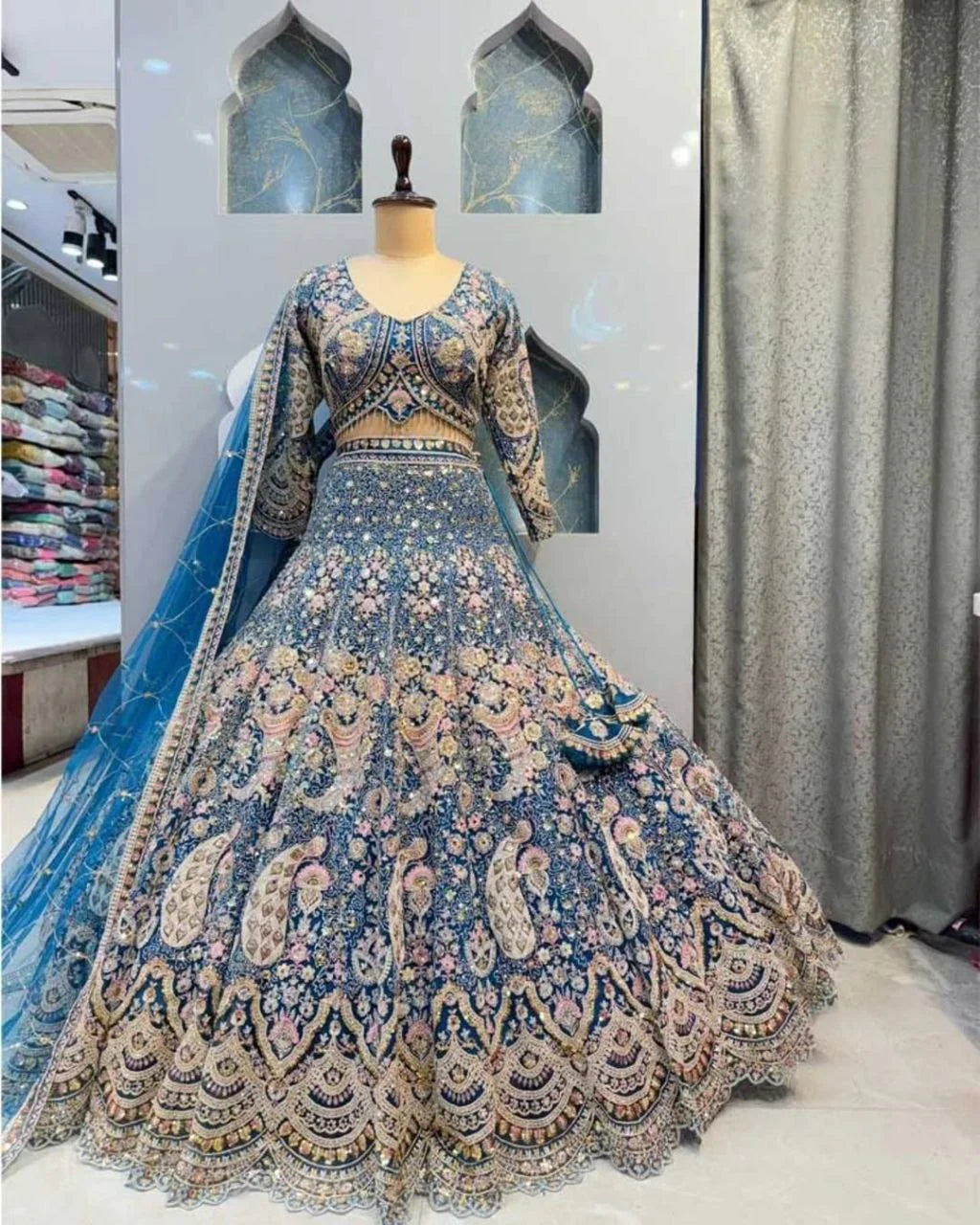 Blue Color Soft Net Coding Embroidered Work Lehenga Choli | Ready To Wear