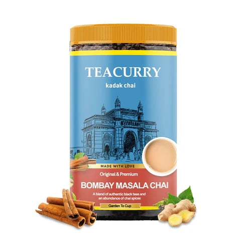 Teacurry Bombay Masala Chai - 100% Natural Mumbai Spiced Tea for Digestion With Real Spices - 200 gms