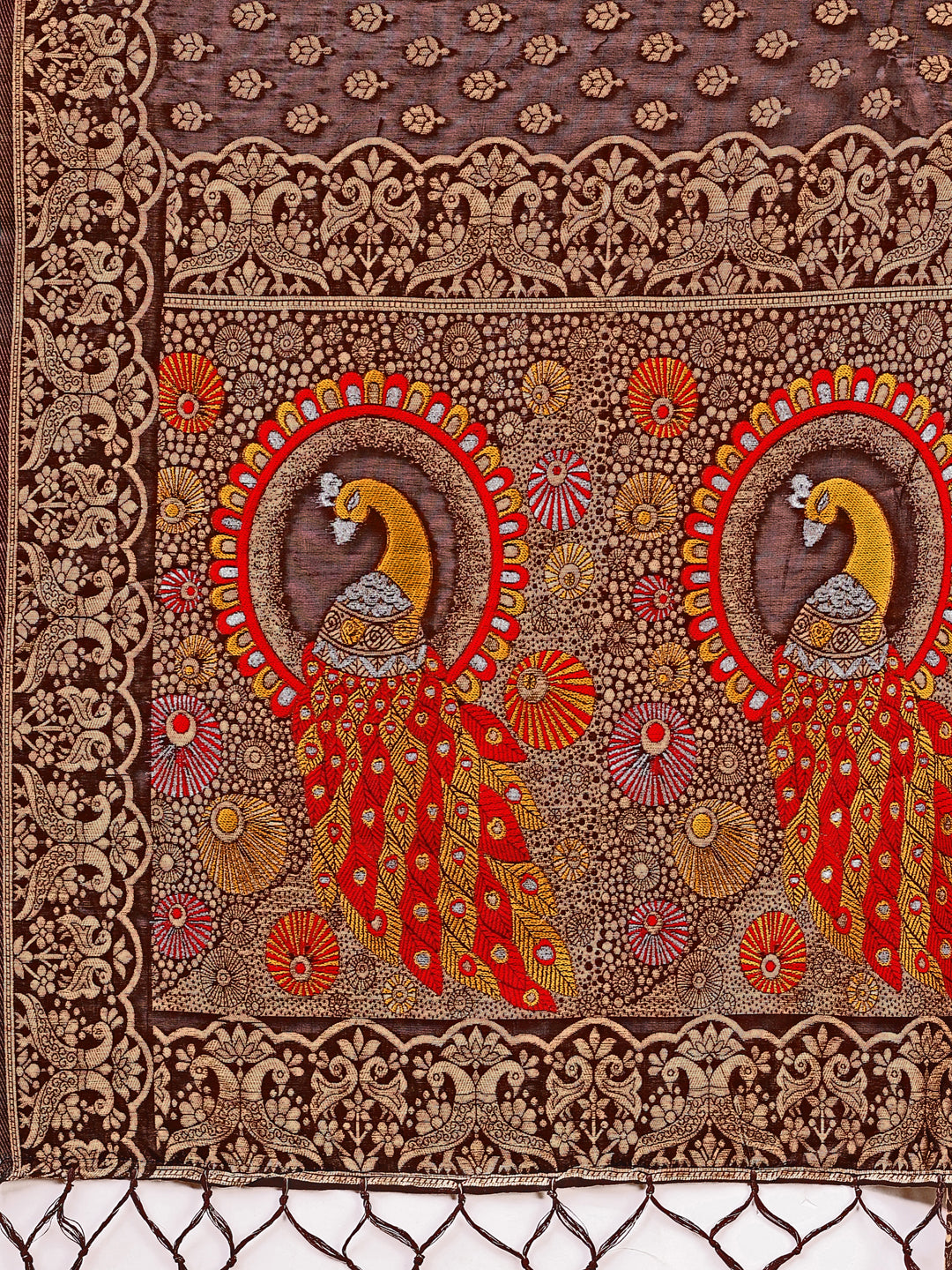 Beautiful Linen Cotton Saree | Brown Color | Ready To Wear SKU-ASZRE1006