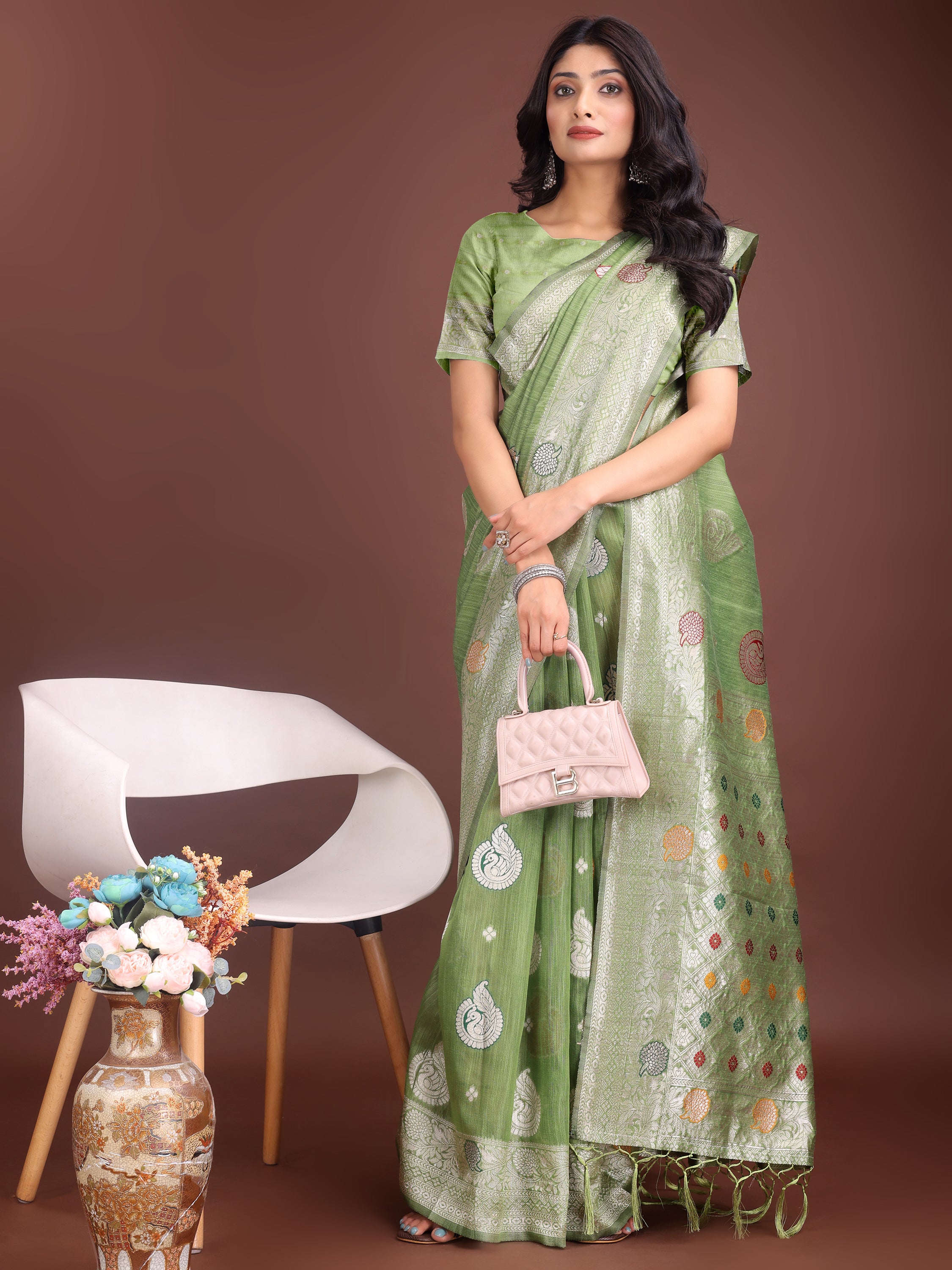 Boond Baawri Linen Cotton Drapes Sarees Collection | Ready To Wear SKU - ASBUL1001 to 06