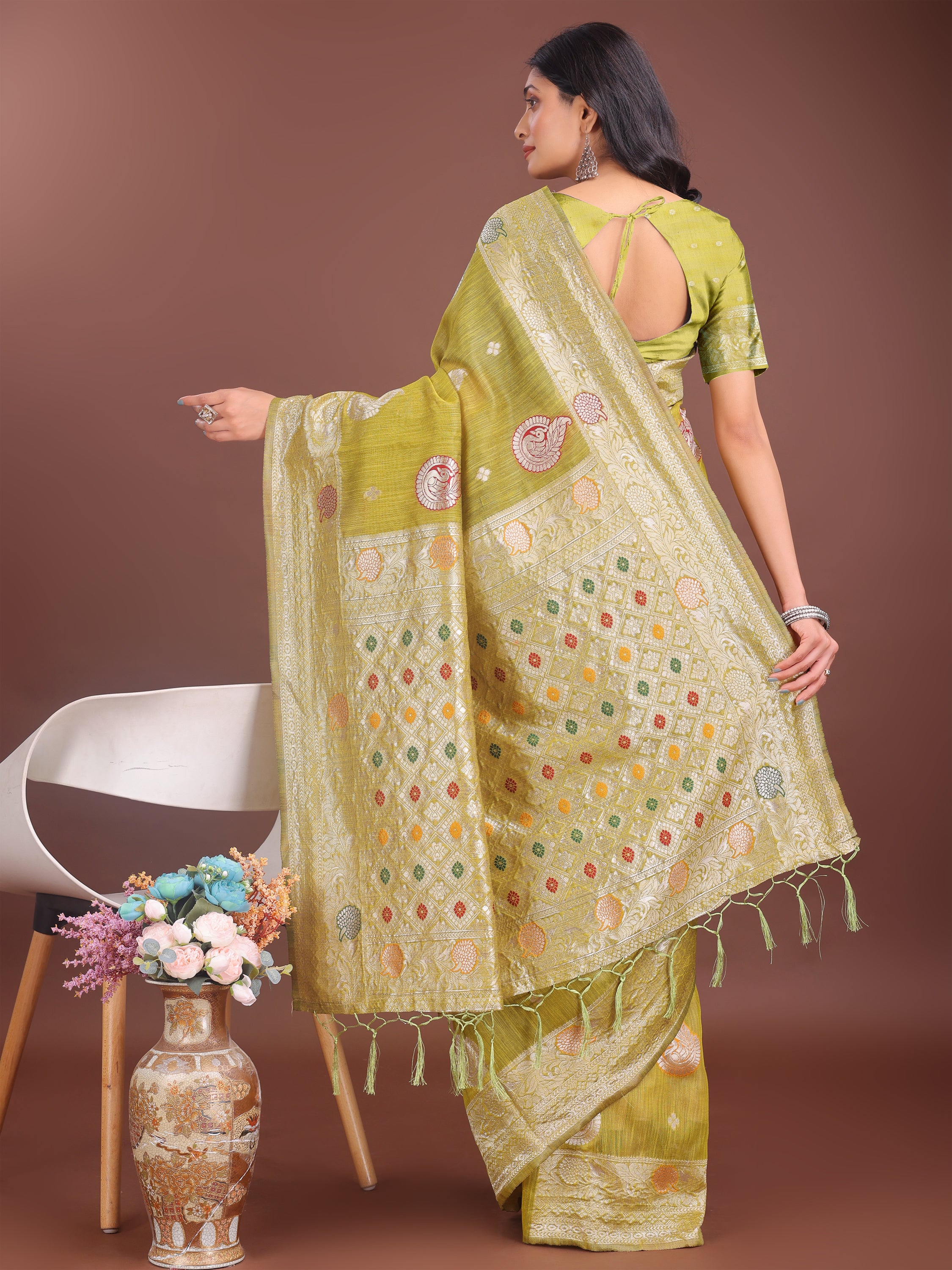 Boond Baawri Linen Cotton Drapes Sarees Collection | Ready To Wear SKU - ASBUL1001 to 06