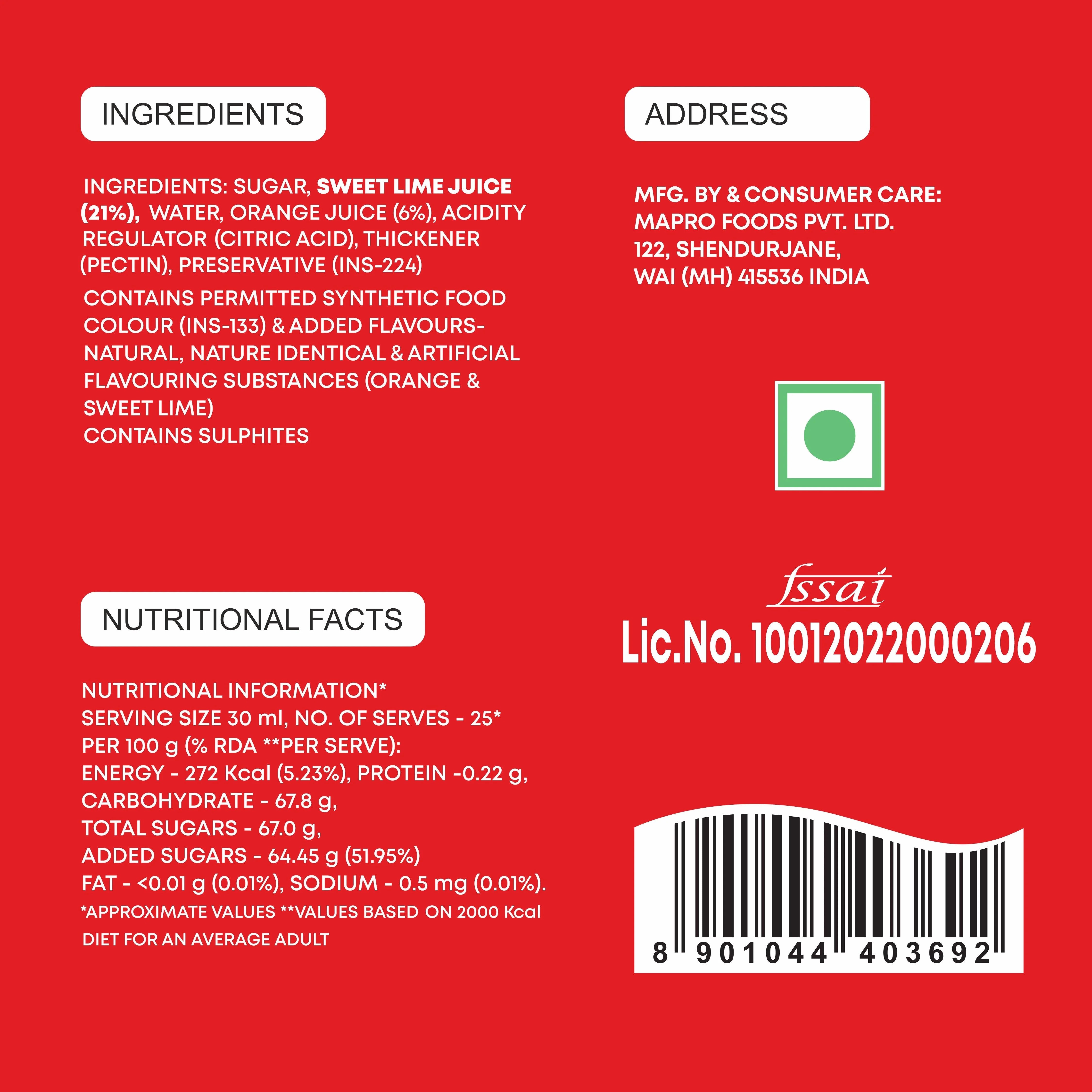 Mapro Citrus Blue Fruit Crush - 750 ml