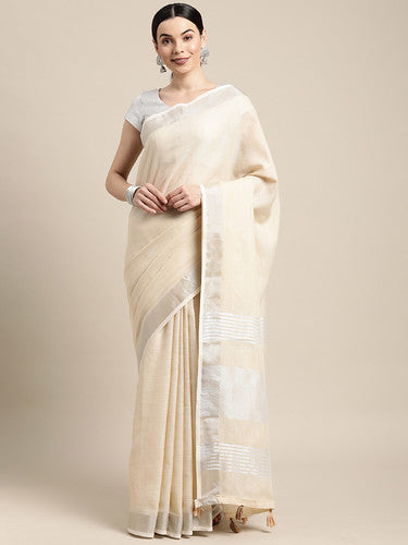 Beautiful Gulmohar Gaze Saree | Cream Color| Ready To Wear SKU-SUKRG1015