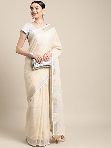 Beautiful Gulmohar Gaze Saree | Cream Color| Ready To Wear SKU-SUKRG1015