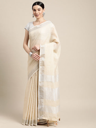 Beautiful Gulmohar Gaze Saree | Cream Color| Ready To Wear SKU-SUKRG1015