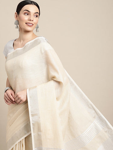 Beautiful Gulmohar Gaze Saree | Cream Color| Ready To Wear SKU-SUKRG1015