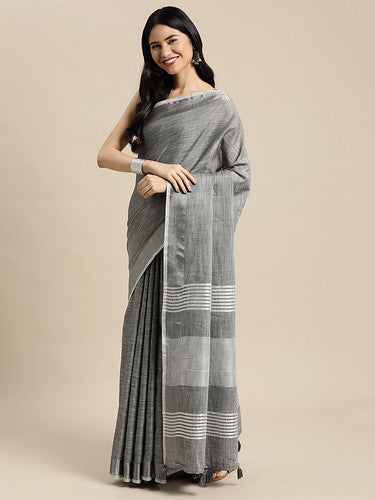 Raakh Rang Elegance Saree | Dark Grey | Ready To Wear SKU-SUKRG1013