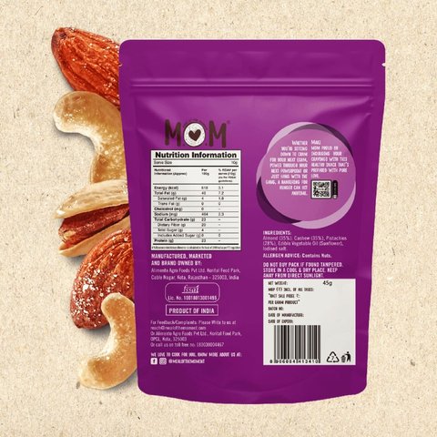 MOM - Meal Of The Moment by Dry Roasted Cashews, Almonds & Pista Nuts Mix - 45 gms