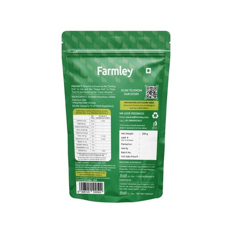 Farmley California Roasted & Salted Pistachios - 200 gms