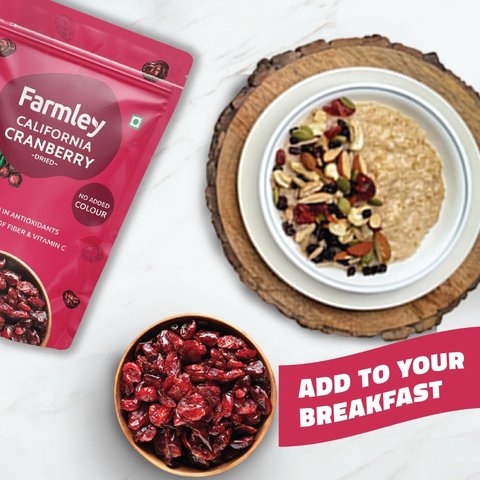 Farmley Premium Whole Dried Cranberries - 200 gms