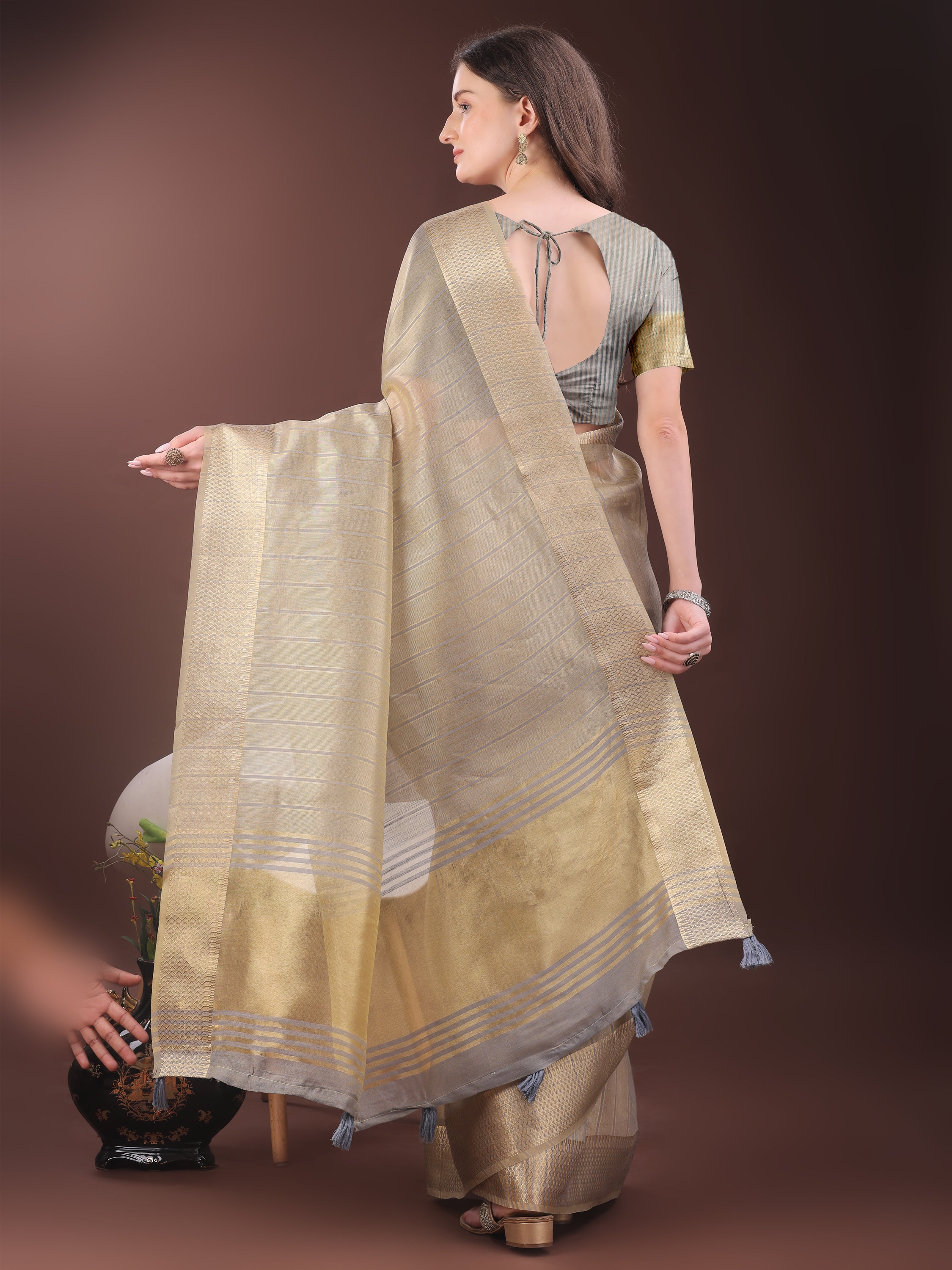 Meherbaan Mist Organza Sarees Collection | Ready To Wear SKU - SWGEN1001 to 06