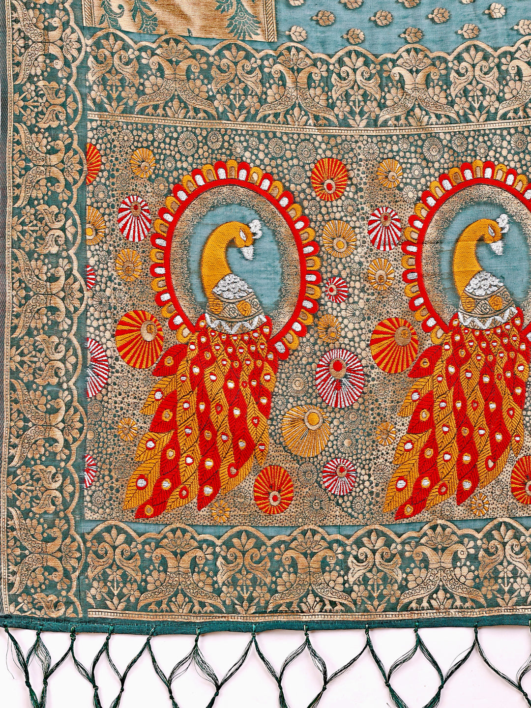 Aangan Aabha Saree | Green Color| Ready To Wear SKU-ASZRE1002