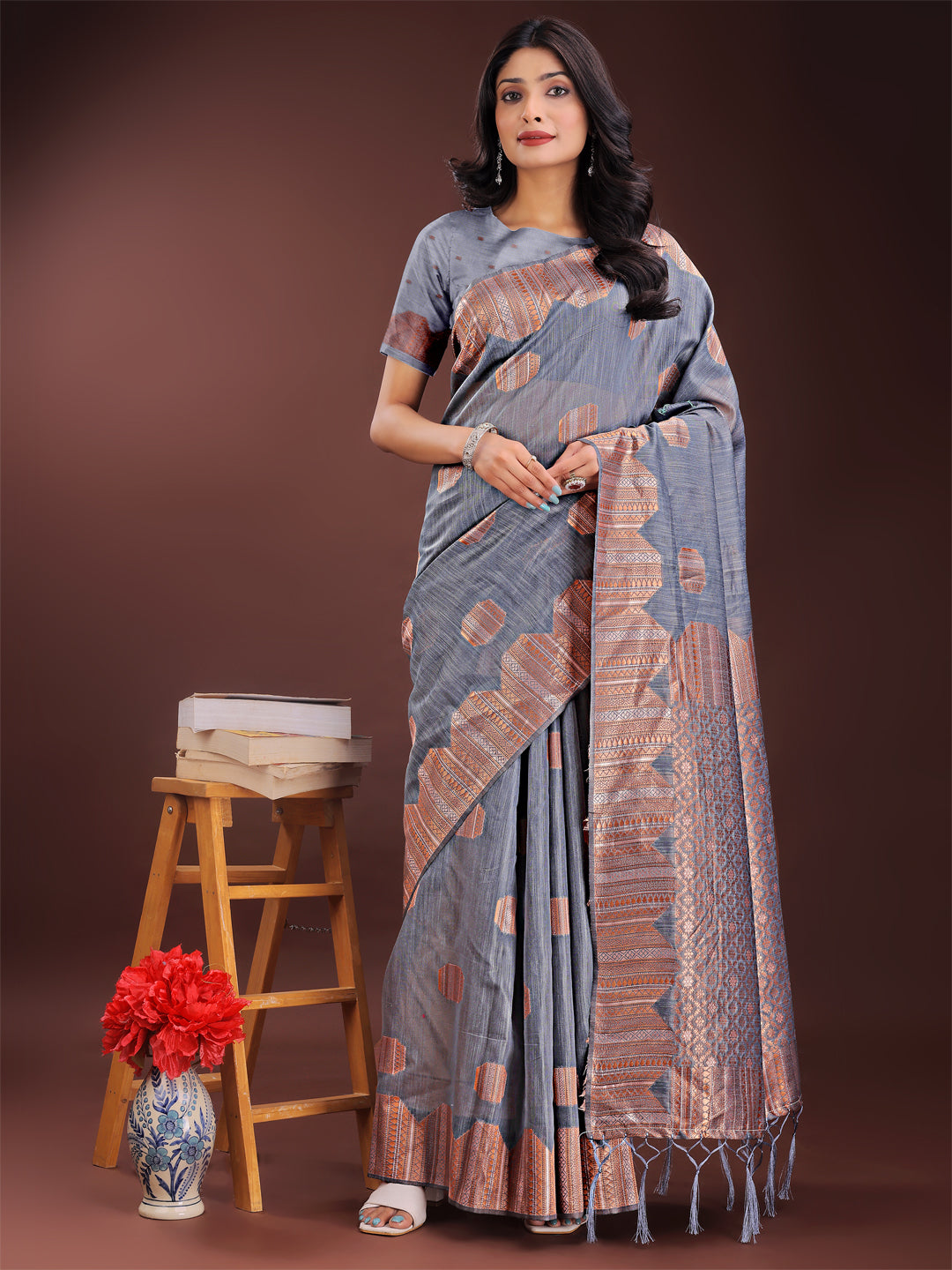 Loom Whisper Linen Cotton Sarees Collection | Ready To Wear SKU- ASRIM1001 to 06