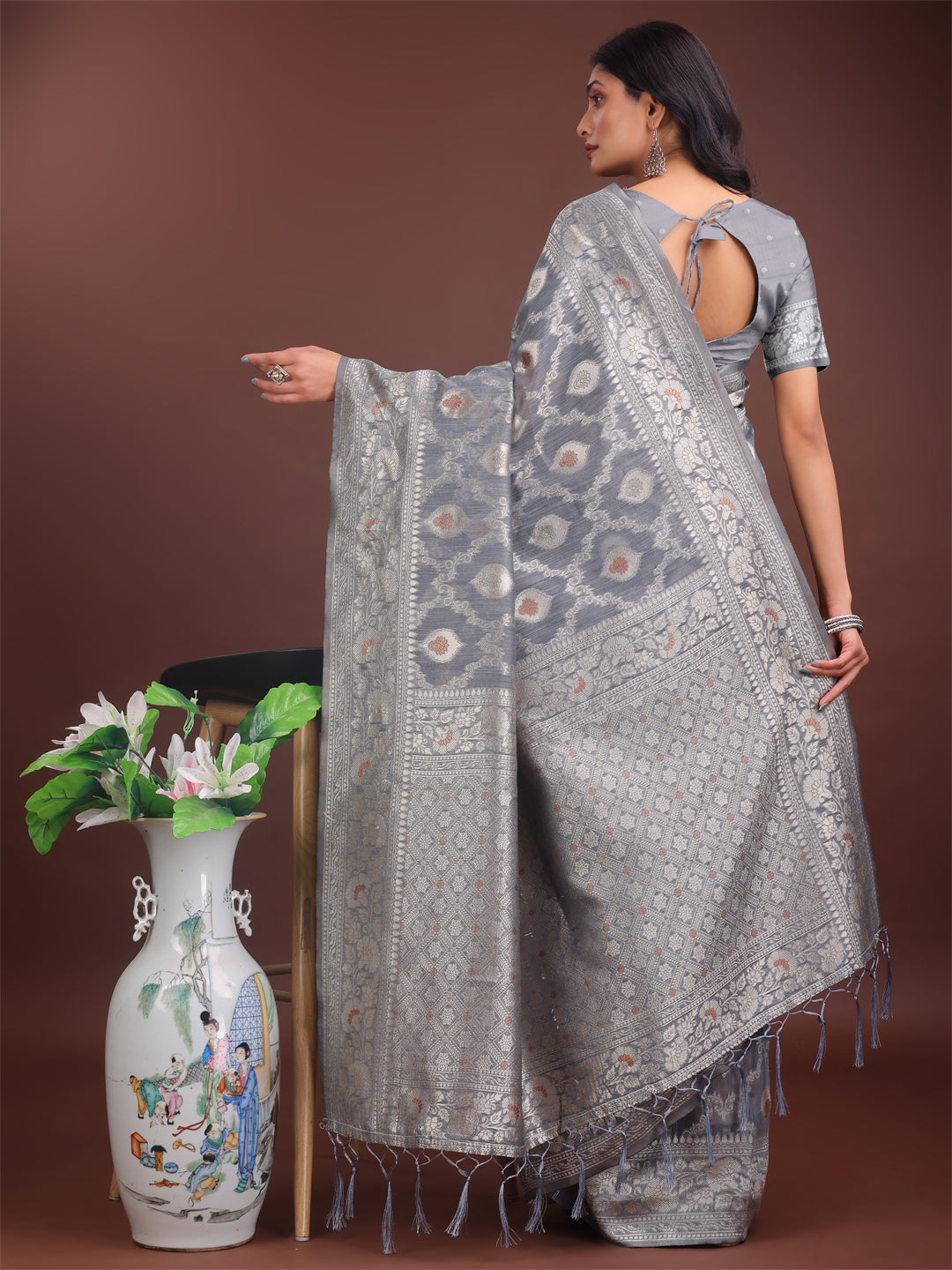 Baag-e-Bahar Linen Cotton Drapes Sarees Collection | Ready To Wear SKU- ASZAR1001 to 06