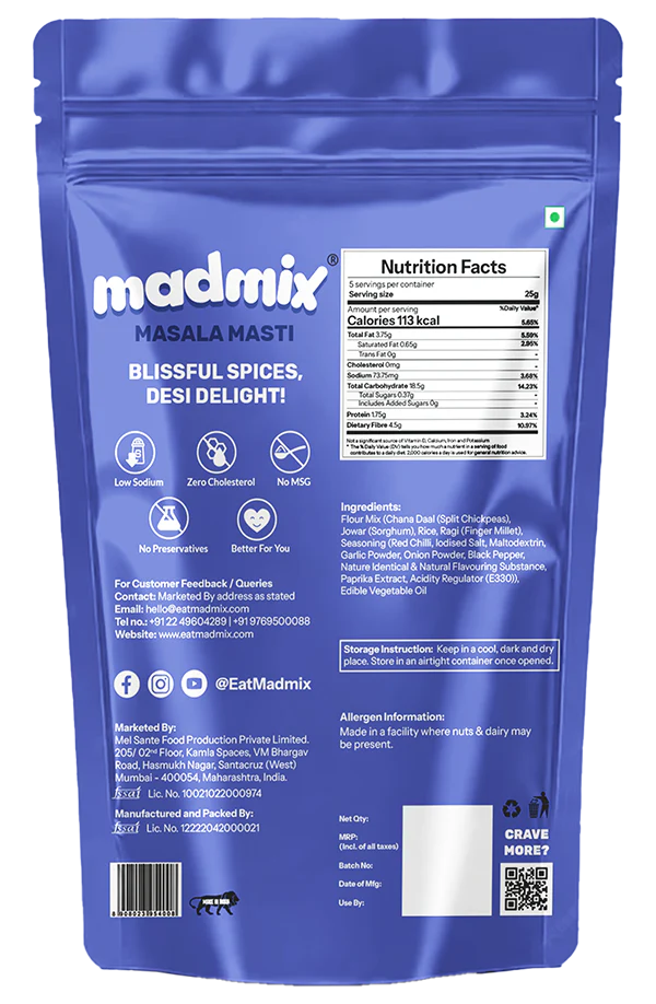 Madmix Jowar Millet Bhujia Masala Masti 2 x 125 gms - 250 gms