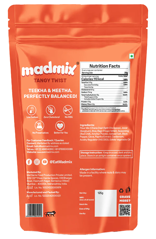 Madmix Jowar Millet Bhujia Tangy Twist 2 x 125 gms - 250 gms