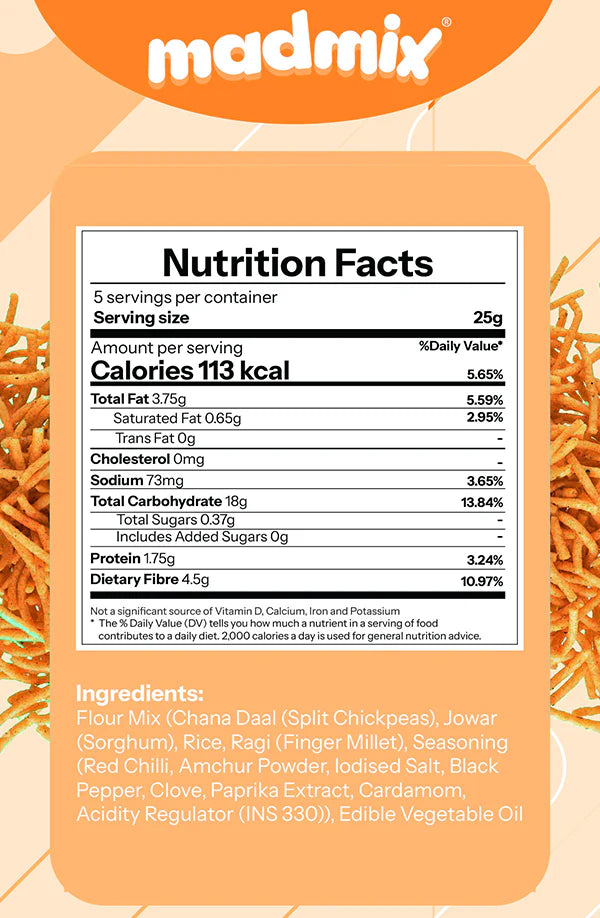 Madmix Jowar Millet Bhujia Tangy Twist 2 x 125 gms - 250 gms