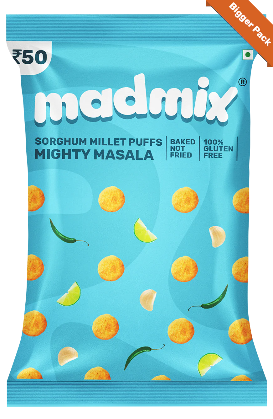 Madmix Jowar Millet Puffs Mighty Masala 6 x 50 gms - 300 gms