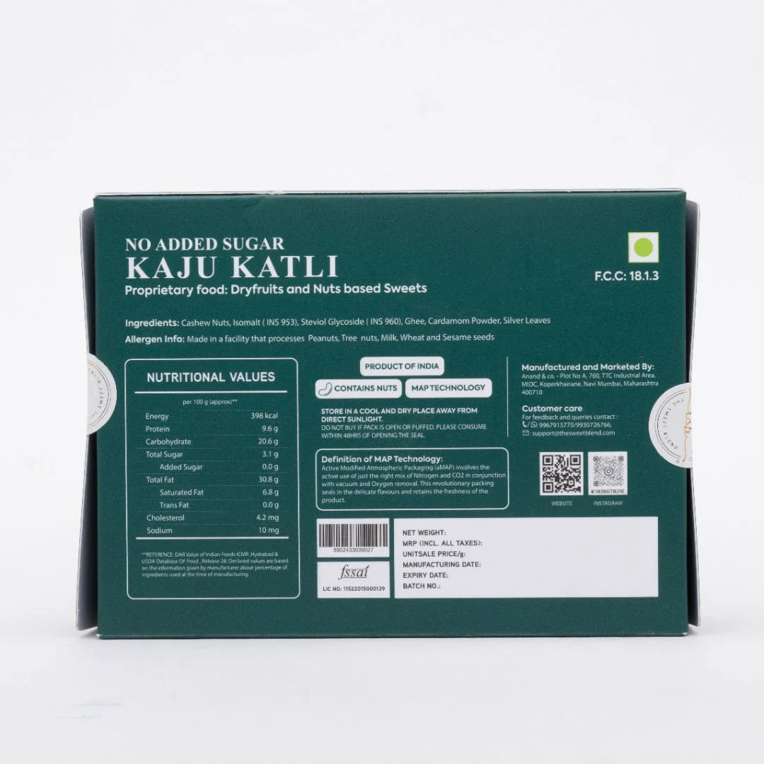 The Sweet Blend Kaju Katli (No added Sugar) - 500 gms